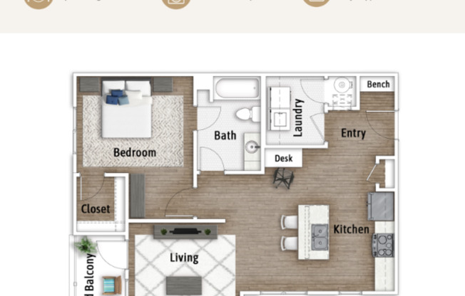 1 bed, 1 bath, $1,375