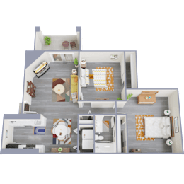 2 beds, 1 bath, 874 sqft, $1,244