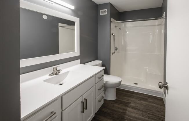 bathroom with updated countertops