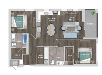 2 beds, 2 baths, 1,246 sqft, $3,487