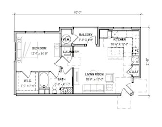 1 bed, 1 bath, 782 sqft, $1,491