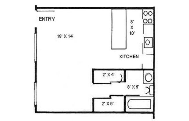 Studio, 1 bath, 450 sqft, $1,535