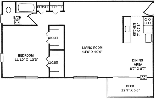 1 bed, 1 bath, 826 sqft, $1,500, Unit H04