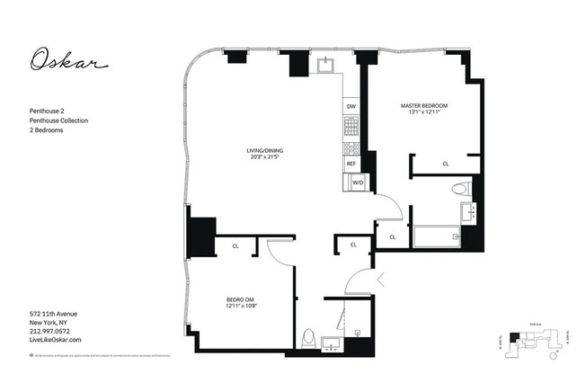 2 beds, 2 baths, 1,081 sqft, $8,995, Unit PH2WEST