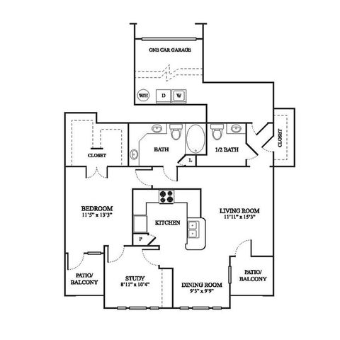 1 bed, 1.5 baths, 1,082 sqft, $1,447