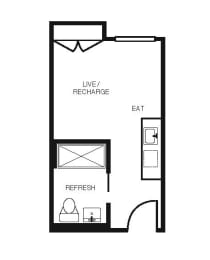 Studio, 1 bath, 247 sqft, $1,495
