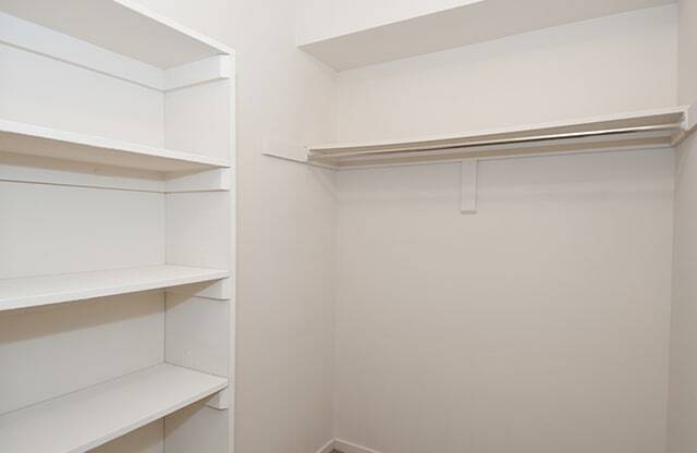 Walk-in storage with shelving