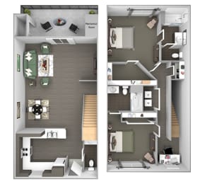 2 beds, 2.5 baths, 1,345 sqft, $3,636