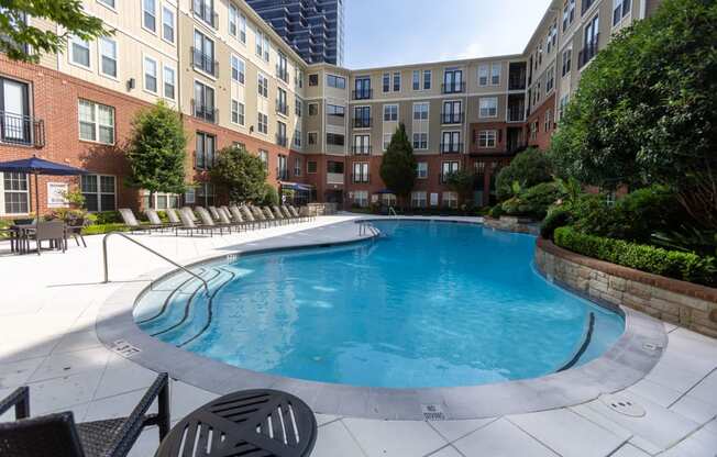 the swimming pool at the apartments for rent