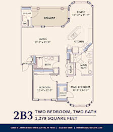 2 beds, 2 baths, 1,279 sqft, $2,261
