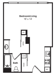 Studio, 1 bath, 514 sqft, $1,700