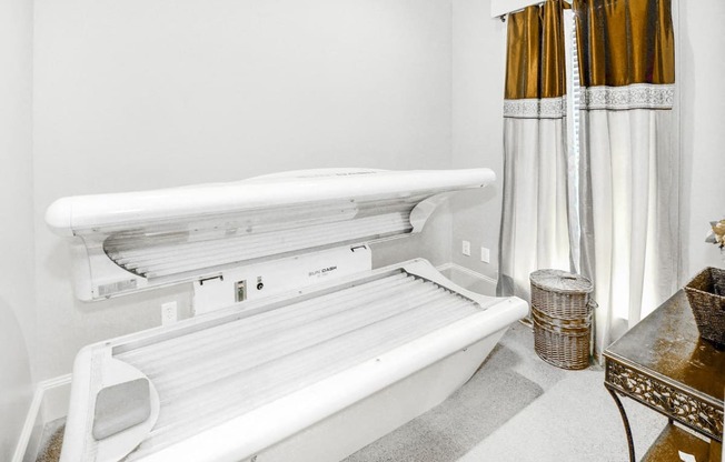 Tanning bed and other amenities offered to residents at Cypress Lake at Stonebriar in Frisco, TX!
