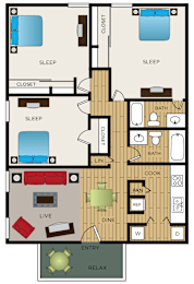 3 beds, 2 baths, 1,176 sqft, $1,764