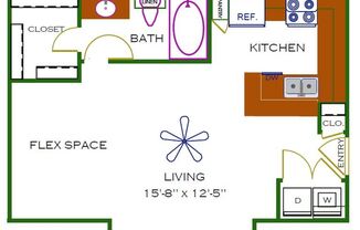 Studio, 1 bath, 516 sqft, $996