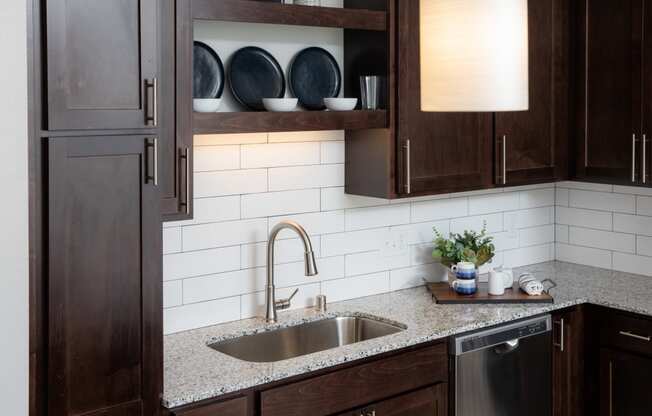 Ford Kitchen with Backsplash View at The Edison at Spirit, Lakeville Minnesota