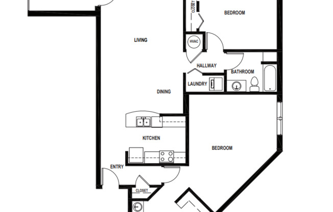 2 beds, 2 baths, $1,600