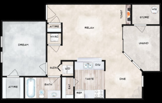 1 bed, 1 bath, 672 sqft, $1,199