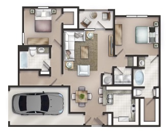 2 beds, 2 baths, 1,305 sqft, $1,504