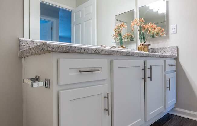 bathroom with white shaker cabinets at Palmetto Place, Fort Mill, SC