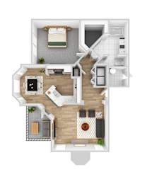 1 bed, 1 bath, 844 sqft, $1,543