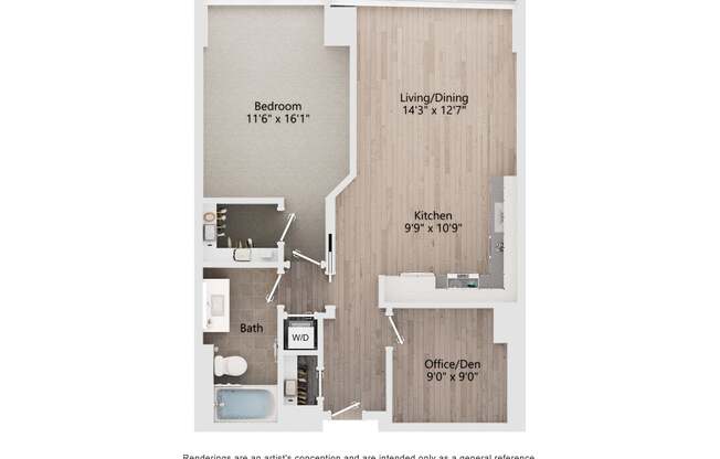 1 bed, 1 bath, 838 sqft, $3,546