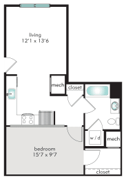 1 bed, 1 bath, 605 sqft, $2,223