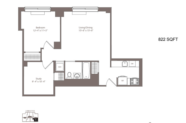 1 bed, 1 bath, 822 sqft, $4,750, Unit 12CADDISON