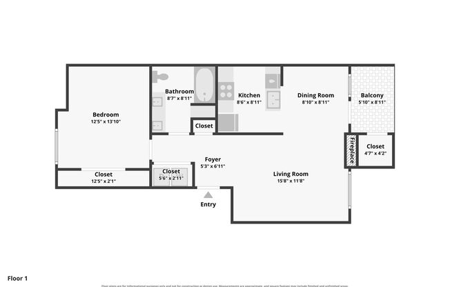1 bed, 1 bath, 728 sqft, $1,675, Unit D105