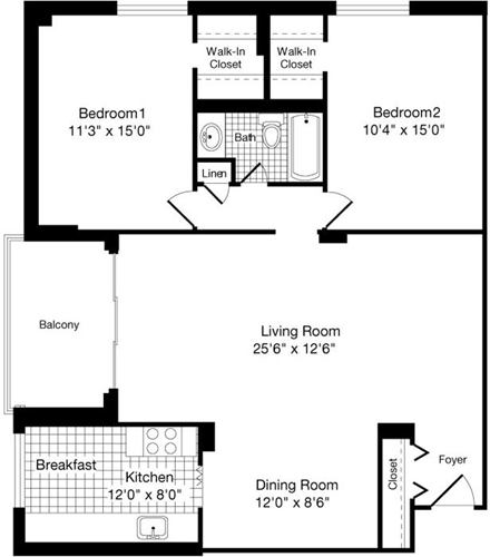 2 beds, 1 bath, 1,075 sqft, $3,120