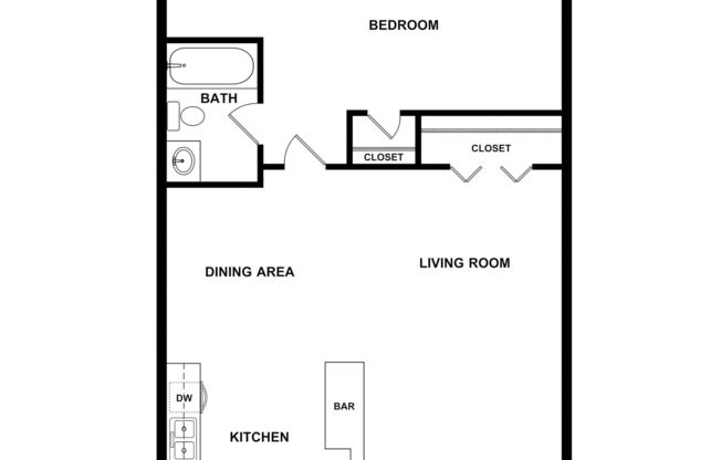 1 bed, 1 bath, 643 sqft, $1,089