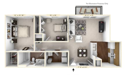 2 beds, 1 bath, 853 sqft, $1,622