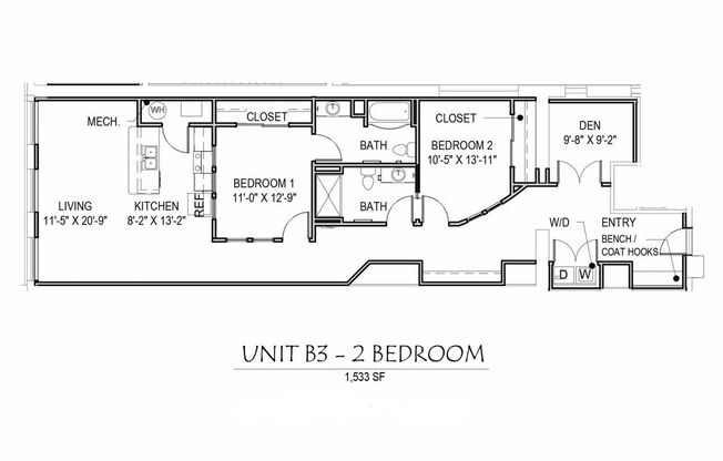 2 beds, 2 baths, 1,533 sqft, $2,800, Unit 213