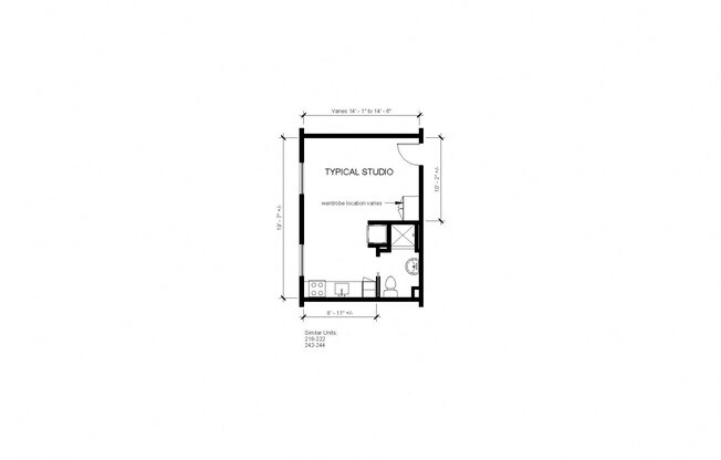 Studio, 1 bath, 292 sqft, $1,250