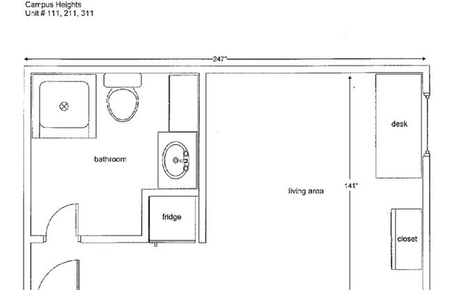 Studio, 1 bath, 245 sqft, $969, Unit 103