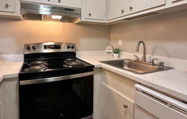 the preserve at ballantyne commons apartment kitchen with stove and sink