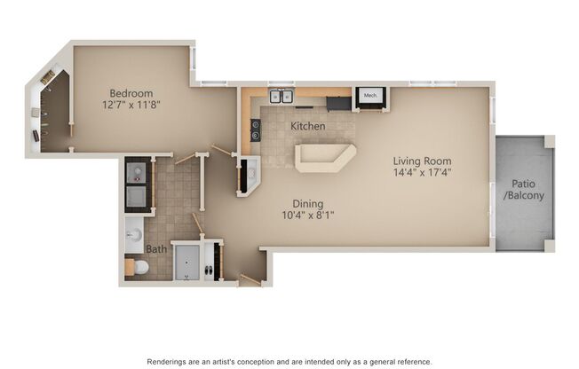 1 bed, 1 bath, 840 sqft, $1,425, Unit 103