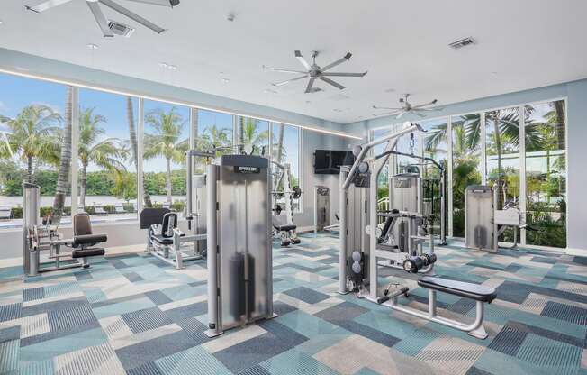 fitness room with exercise machines at Blue Lagoon 7 in Miami, FL