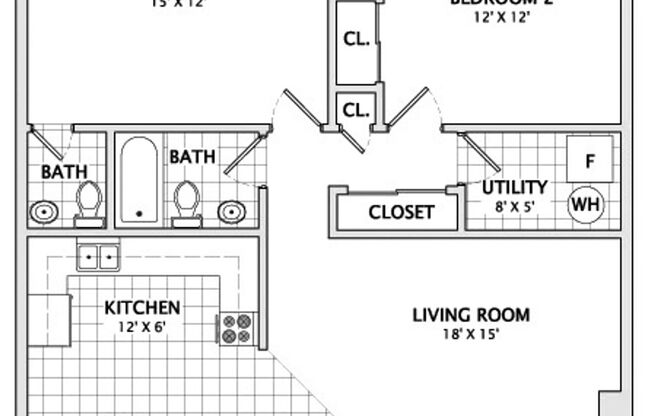 2 beds, 1.5 baths, 1,015 sqft, $1,155, Unit Z-14