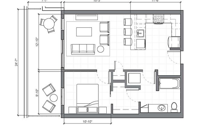 1 bed, 1 bath, 672 sqft, $2,595, Unit 312