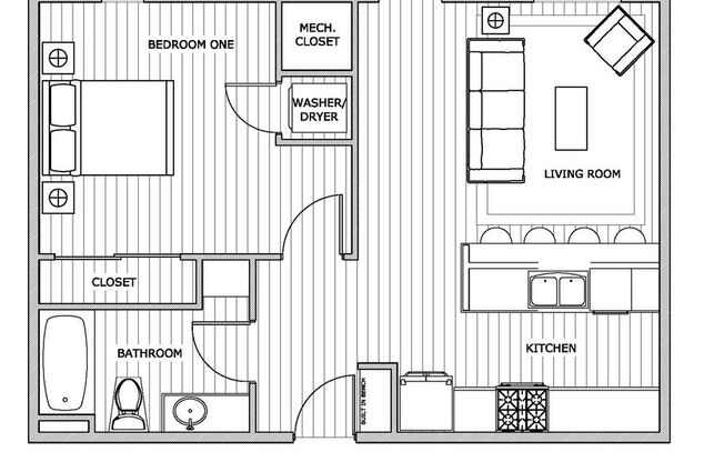 1 bed, 1 bath, 600 sqft, $1,375, Unit 104