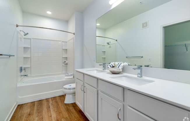 a bathroom with a sink and a toilet and a bath tub