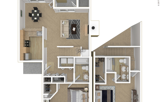 2 beds, 2 baths, 1,045 sqft, $1,843