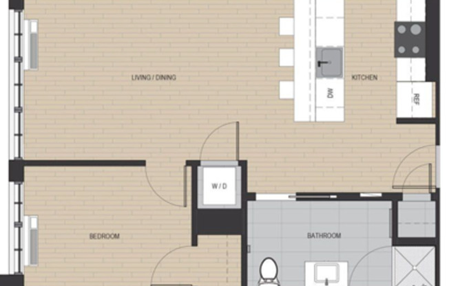 1 bed, 1 bath, 616 sqft, $2,400, Unit 203
