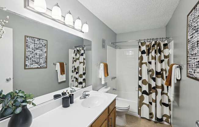 the preserve at ballantyne commons apartments bathroom with sink and shower