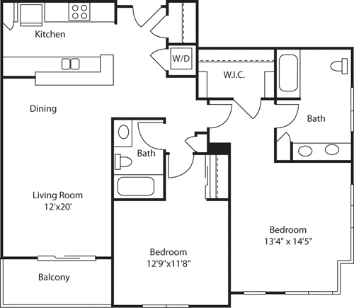 2 beds, 2 baths, 1,124 sqft, $3,158