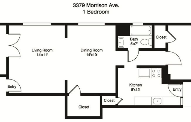 1 bed, 1 bath, 780 sqft, $1,150, Unit 3379 1