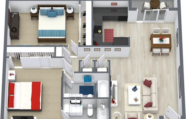 2 beds, 2 baths, 996 sqft, $2,490