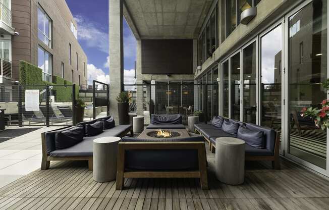 Patio with fire pit at The Shay, Washington, DC 20001