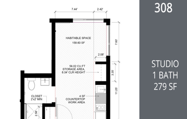 Studio, 1 bath, 271 sqft, $1,025, Unit B06