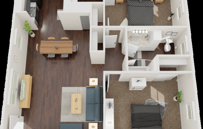 2 beds, 1 bath, 889 sqft, $1,270